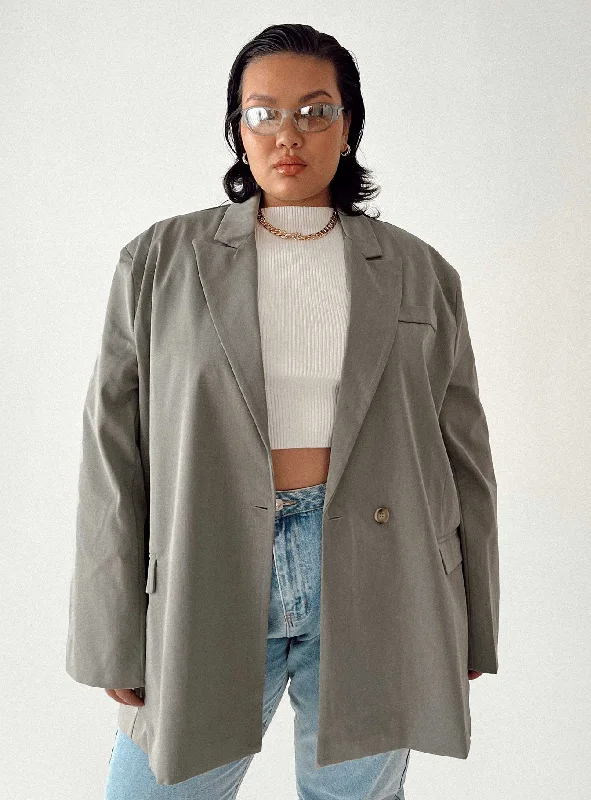 Fashionable Prints Codi Oversized Blazer Grey Curve