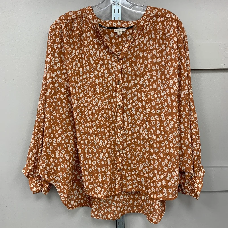 Elegant Style Top Long Sleeve By Pilcro In Brown, Size: M