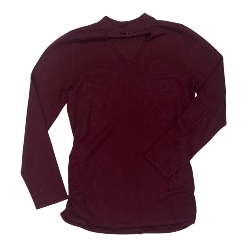 Elegant Wear Top Ls By Its Our Time In Maroon, Size:Xl