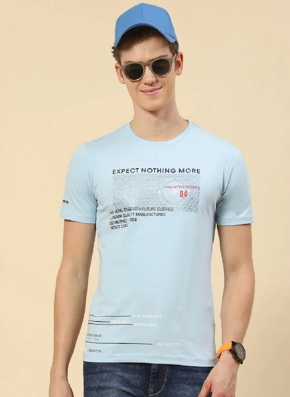 Weekend Style Men Blue Printed T-Shirt