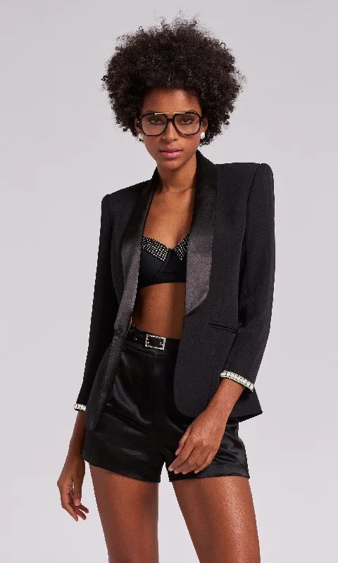 Chic Comfort Argo Pearl Satin Combo Crepe Blazer