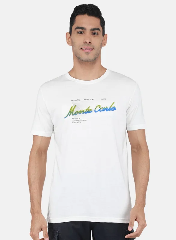 Elegant Style Men White Printed T-Shirt