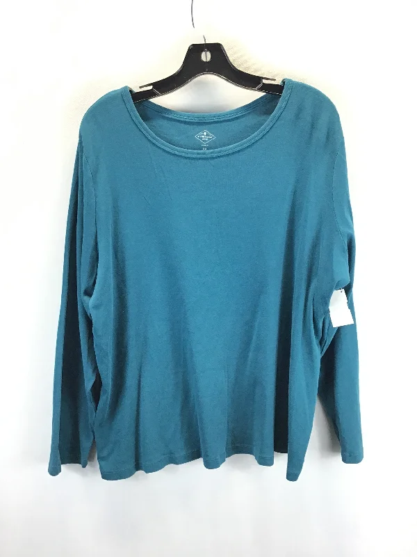 High-quality Fabrics Top Long Sleeve Basic By St Johns Bay In Blue, Size: 2x