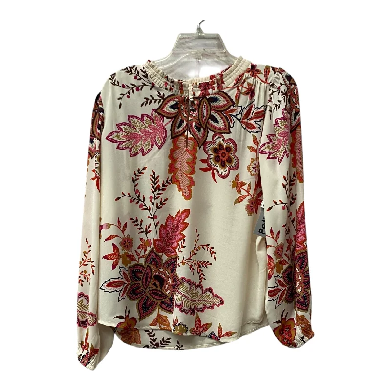 Light Comfort Top Ls By Loft In Cream & Pink, Size:Mp