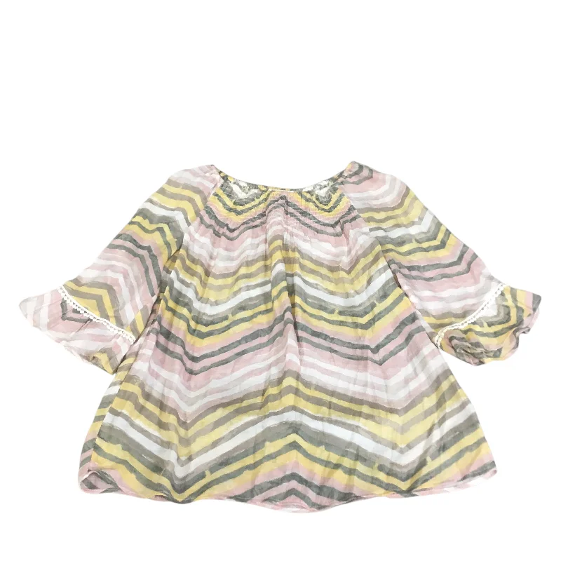 Double-sided Wear Top 3/4 Sleeve By New Directions In Striped Pattern, Size: M