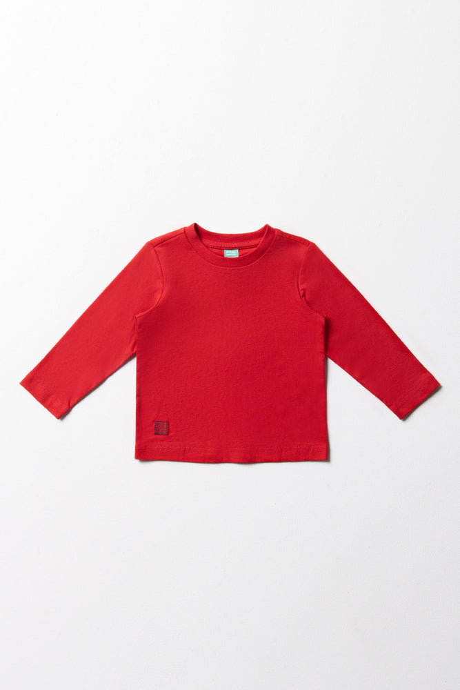 Cozy Lounge Wear Long Sleeve T-Shirt Red