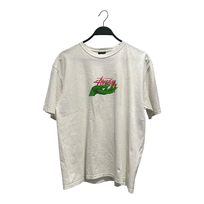 Fashionable And Fashionable STUSSY/T-Shirt/L/Cotton/WHT/Graphic/Green Hand