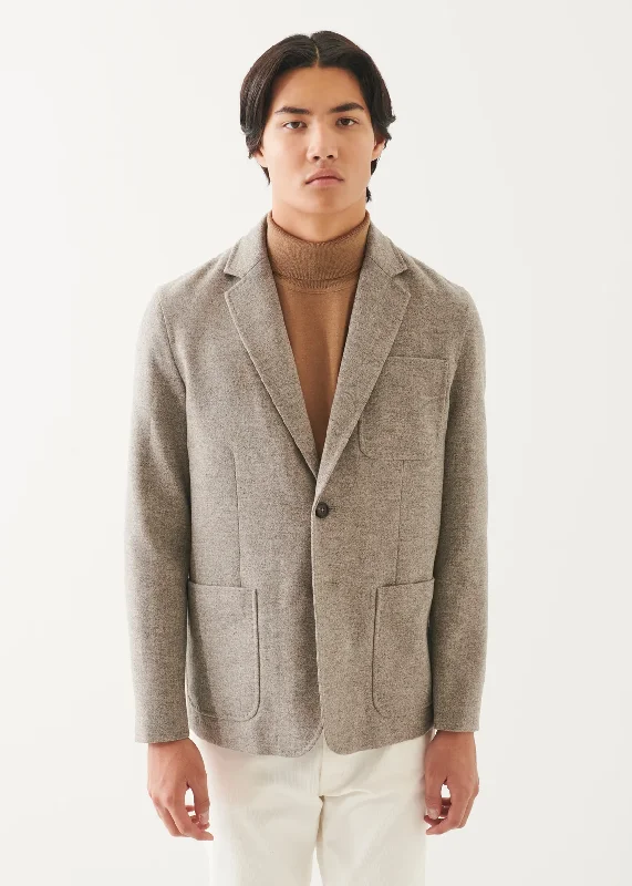 Modernism Wool Melange 2 Button Patch Pocket Blazer