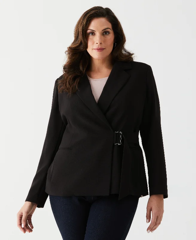 Relaxed Dresses Plus Size Double Breasted Tie Wrap Blazer
