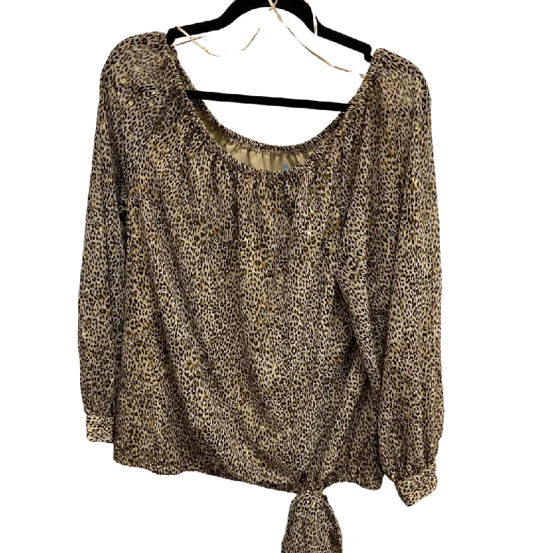 Trendy Wear Top Long Sleeve By Cece In Animal Print, Size: Xl