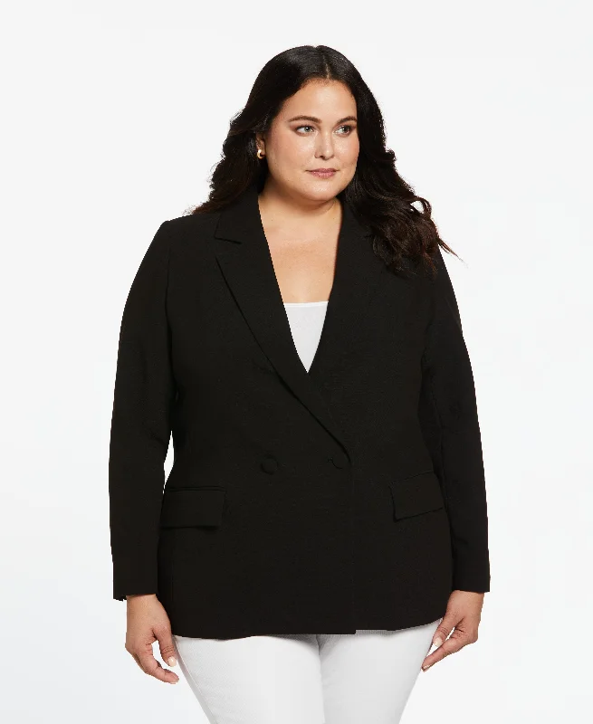 Elegant Wear Plus Size Double Breasted Gabardine Blazer