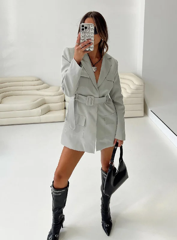 Exquisite Embroidery Steinway Mini Dress Grey