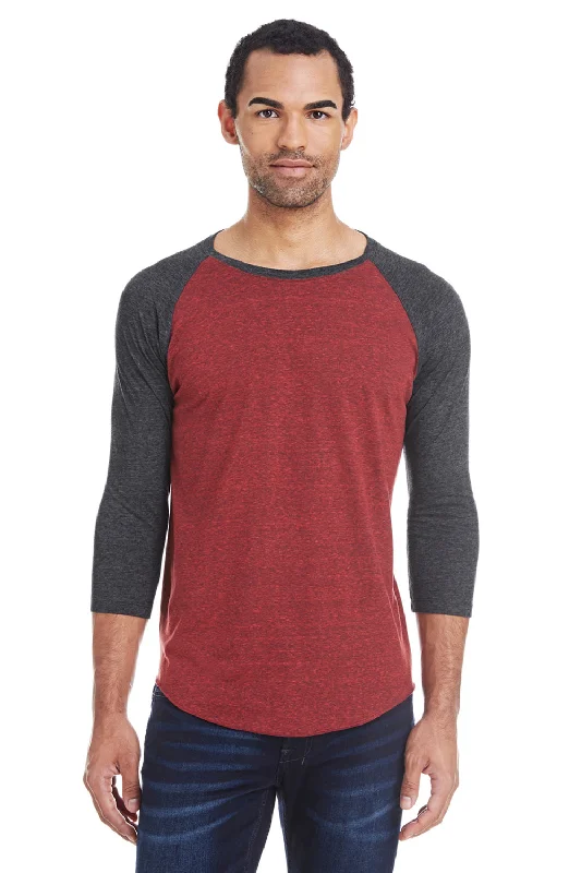 Elegant And Elegant Threadfast Apparel Mens 3/4 Sleeve Crewneck T-Shirt - Cardinal Red/Black