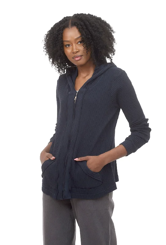 Effortless Outfits Waffle Zipper Hoodie, Ink