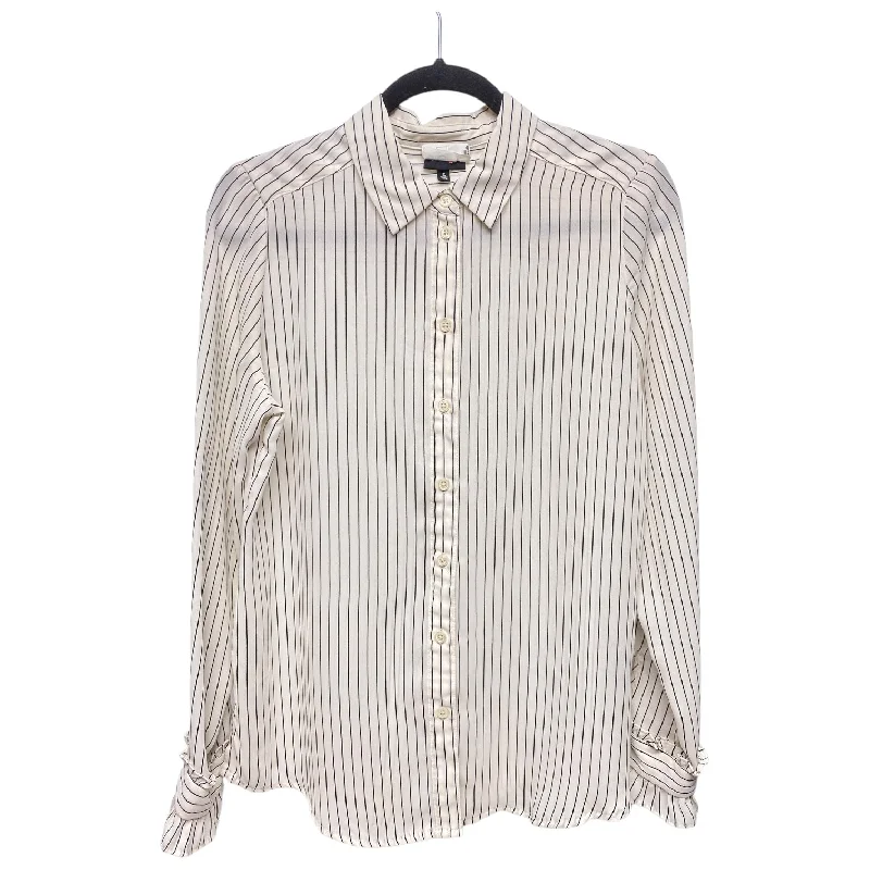 Casual Chic Looks Top Long Sleeve By Who What Wear In Black & Cream, Size: S