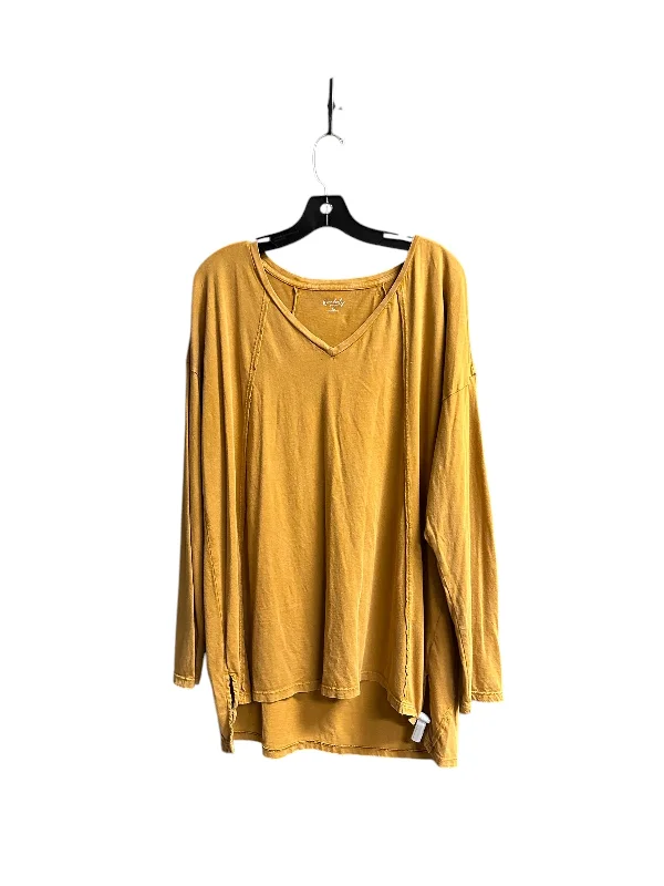 Exquisite Embroidery Top Long Sleeve By Wonderly In Yellow, Size: Xl