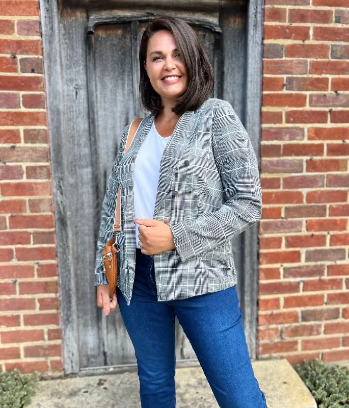 Casual Choice Black & White Check Blazer