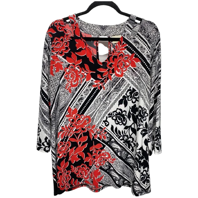 Cozy Essentials Top Long Sleeve By Chicos In Black & Red, Size: L