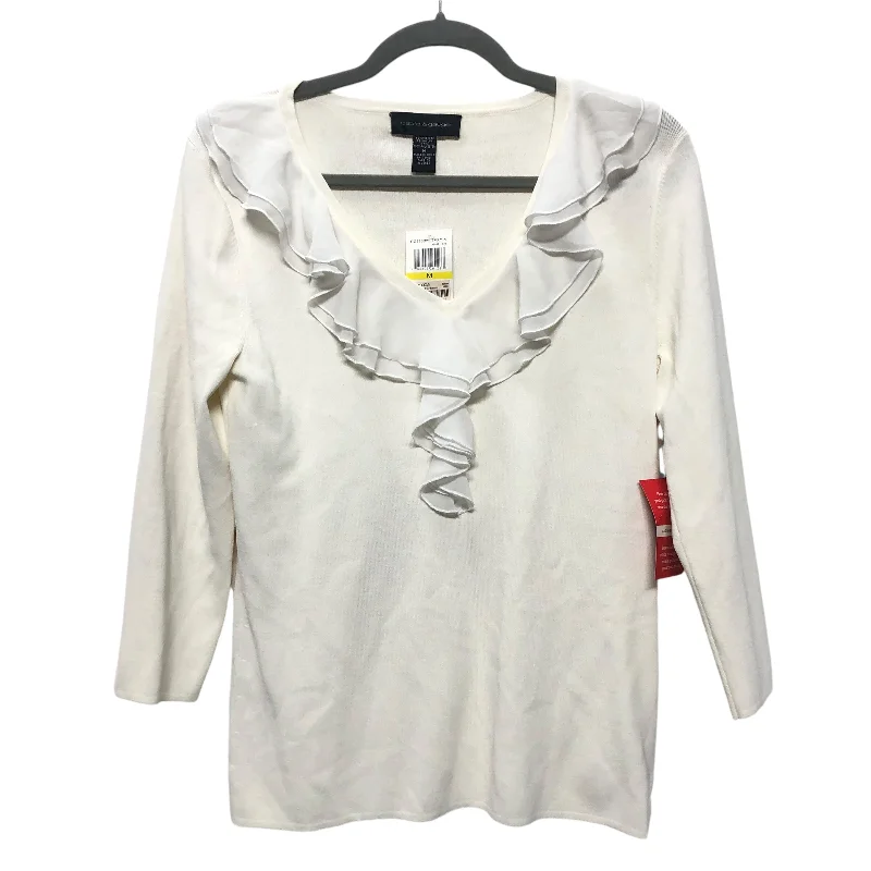 High-end Design Top 3/4 Sleeve By Cable And Gauge In Ivory, Size:M