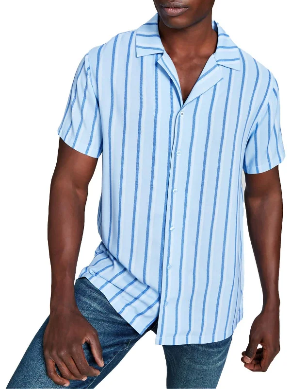Smart Comfort Mens Woven Striped Button-Down Shirt