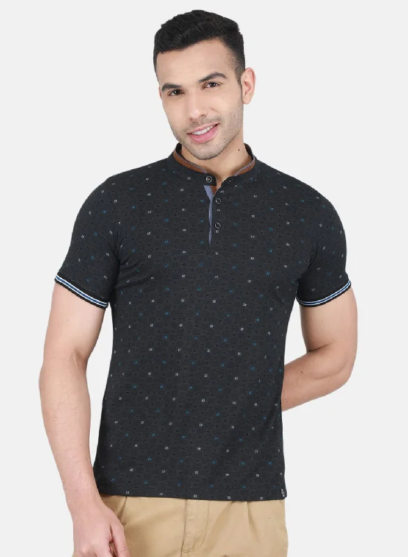 All-Day Outfits Men Black Printed T-Shirt