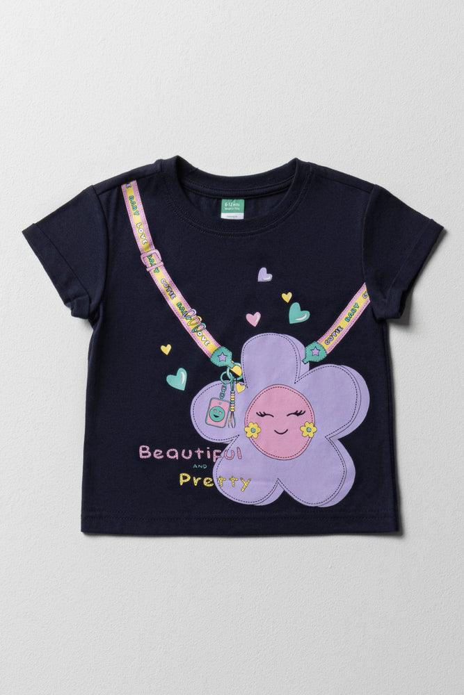 Elegant Comfort Short Sleeve T-Shirt Navy