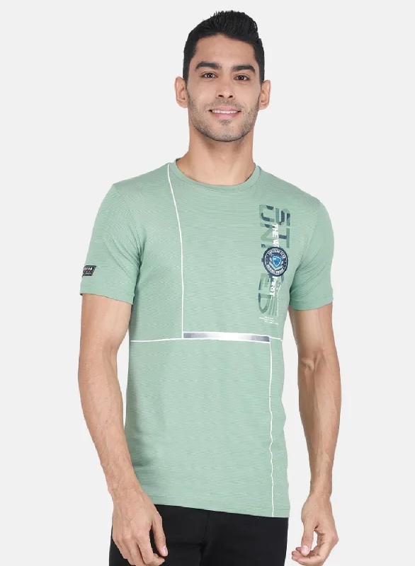 Cozy Essentials Wear Men Green Printed T-Shirt