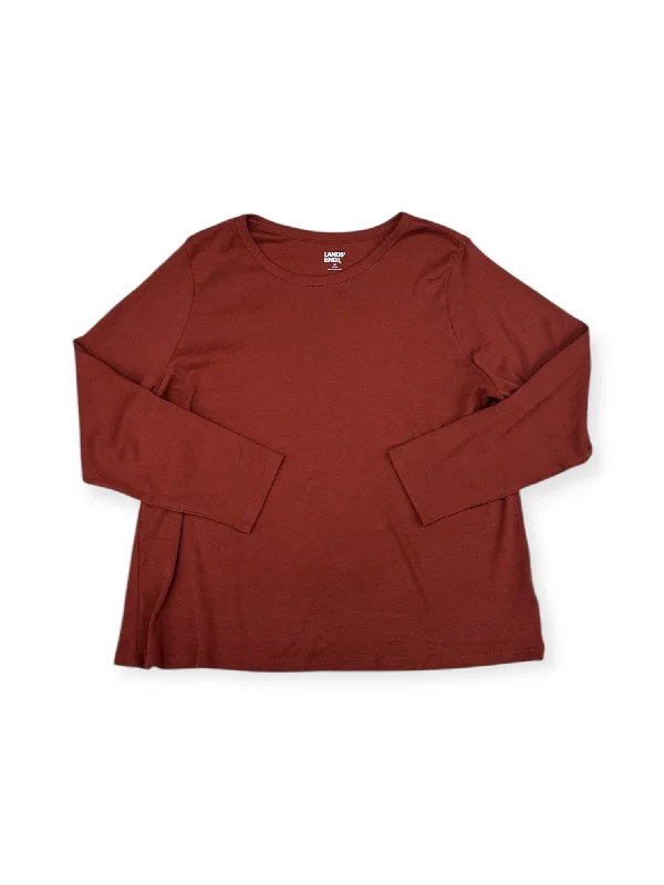 Casual Style Top Long Sleeve By Lands End In Orange, Size: 1x