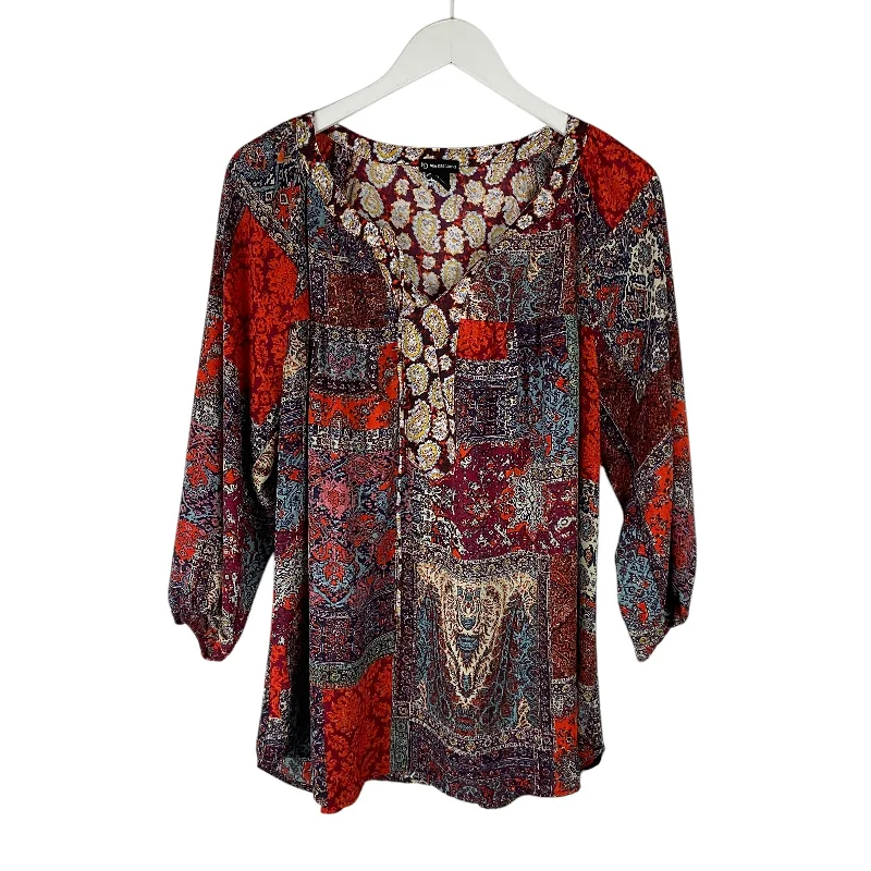 Cozy Chic Top Long Sleeve By New Directions In Multi-colored, Size: 1x