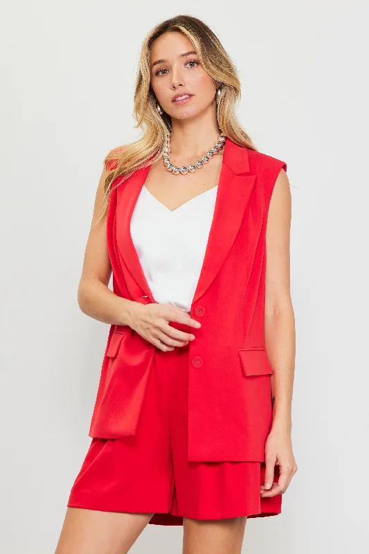 Fashionable And Fashionable Sleeveless Tailored Blazer