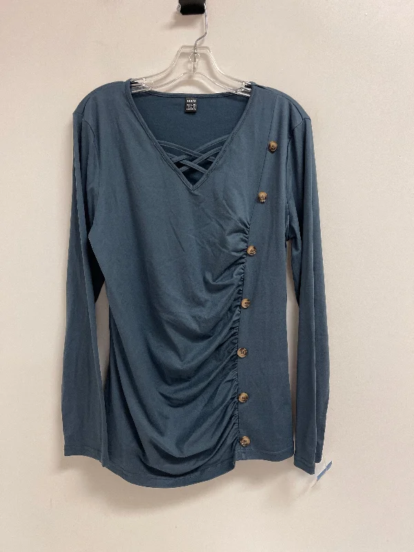 Street Charm Top Long Sleeve By Shein In Blue, Size: Xl