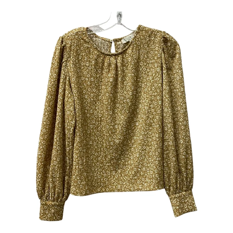 Modern Chic Top Ls By Loft In Tan, Size:S