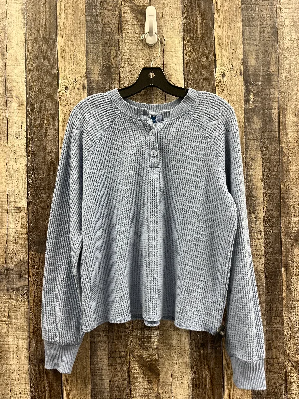 British Style Top Long Sleeve By Old Navy In Blue, Size: S