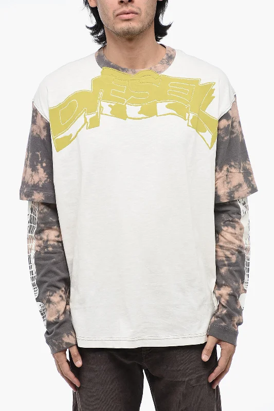 Soft Tops Diesel Double Layer T-WESHER T-Shirt with Tie-Dye Effect