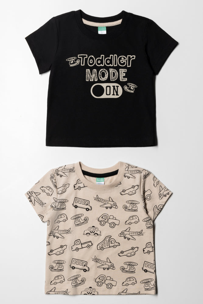 Comfortable Chic 2 Pack T-Shirts Toddler Mode Stone & Black