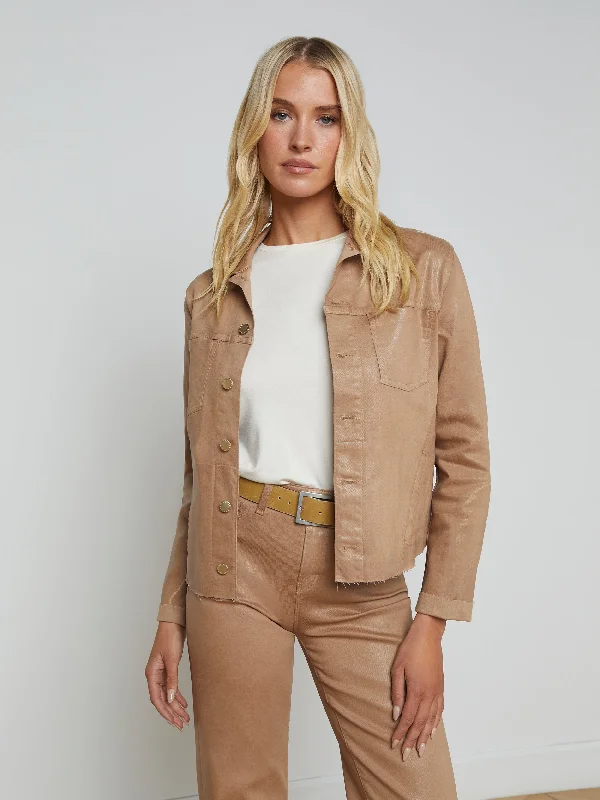 Easy Comfort Style Janelle Coated Denim Jacket