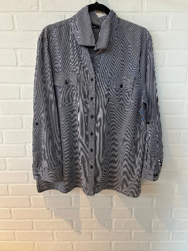 Comfortable Jeans Top Long Sleeve By Elementz In Black & White, Size: Xl