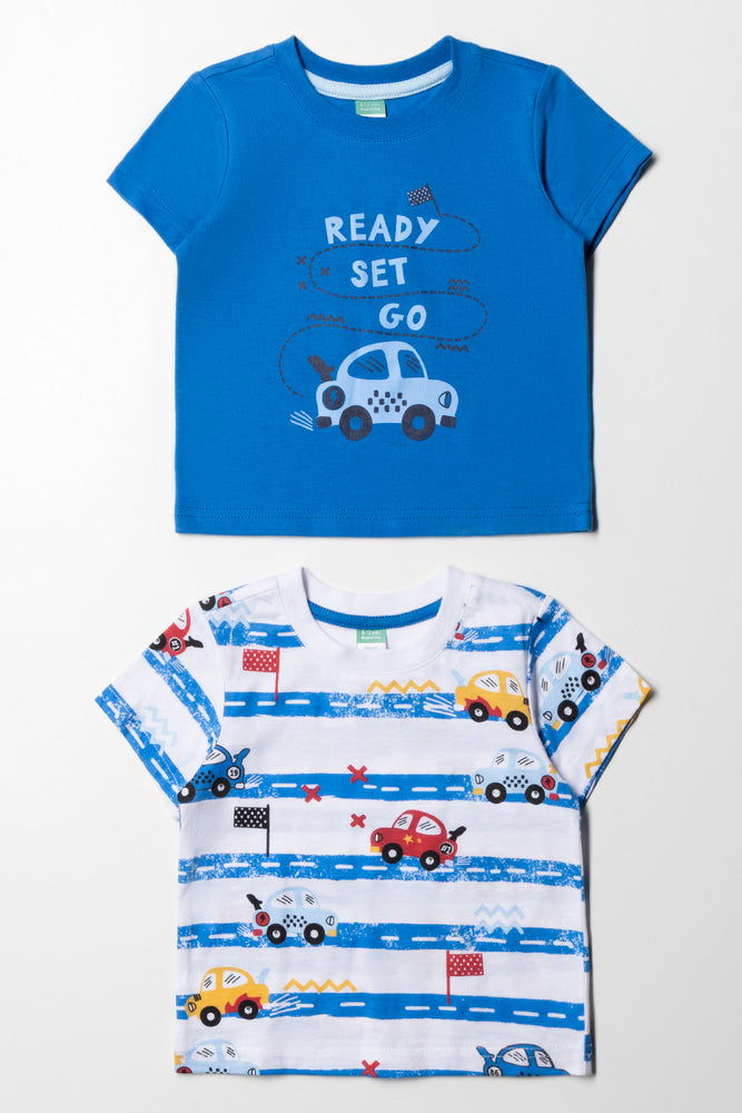 Personalized Clothing 2 Pack Transport T-Shirts Blue And White