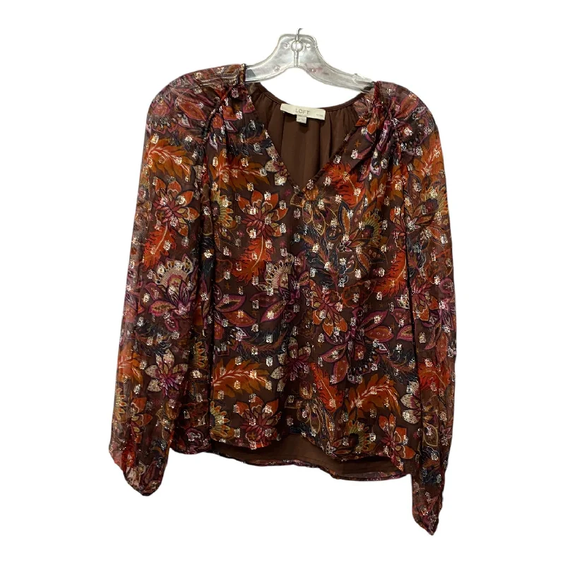 Everyday Style Top Ls By Loft In Maroon, Size:Mp