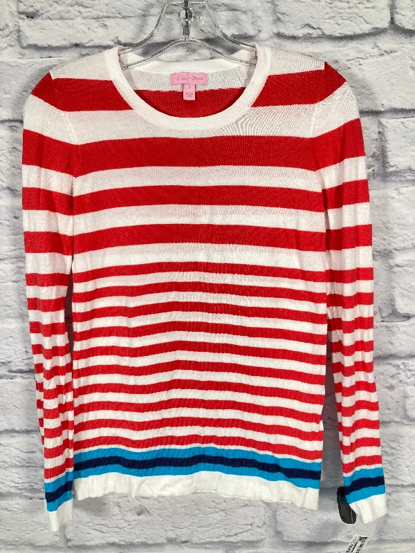 Classic Top Long Sleeve Designer By Lilly Pulitzer In Blue & Red & White, Size: S