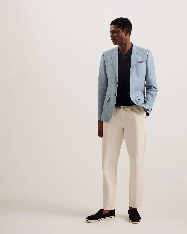 Personal Charm Damaskj Slim Fit Linen Blazer Lt-Blue