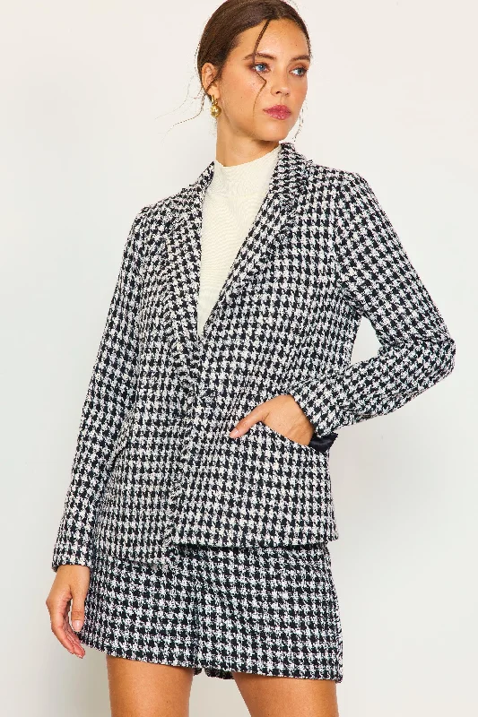 American Style Fringed Houndstooth Blazer