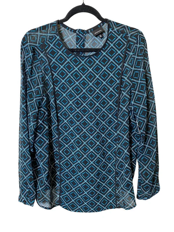 Light Layers Top Long Sleeve By Who What Wear In Black & Blue, Size: Xl