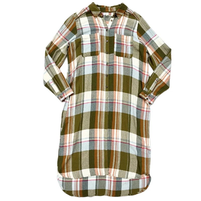 Bright Colors Tunic Long Sleeve By Pilcro In Plaid Pattern, Size: S