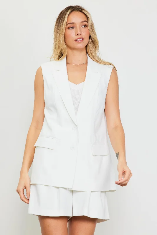 Fashionable In The Times Sleeveless Tailored Blazer