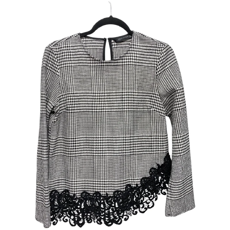 Light Dressing Top Long Sleeve By Zara Women In Black & White, Size: S