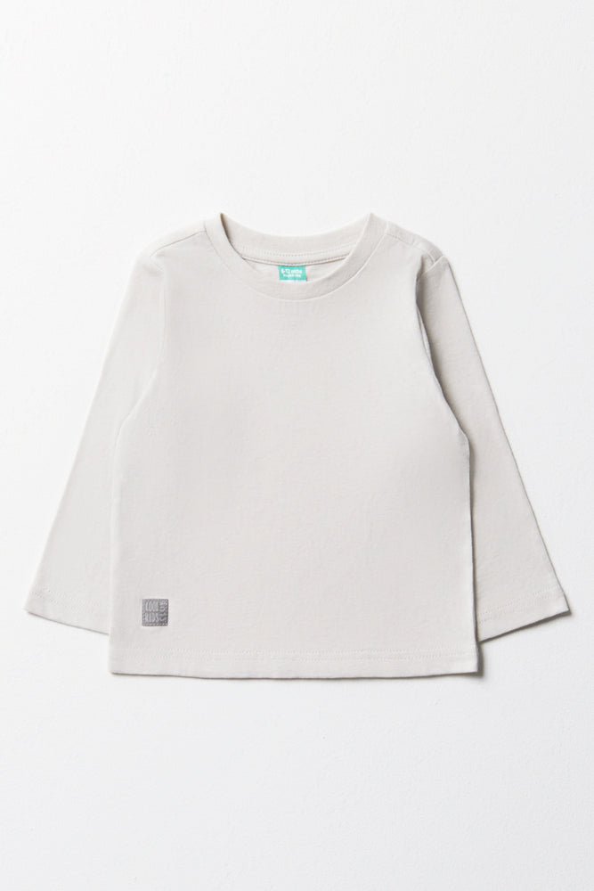 Comfortable Tops Long Sleeve T-Shirt Light Grey