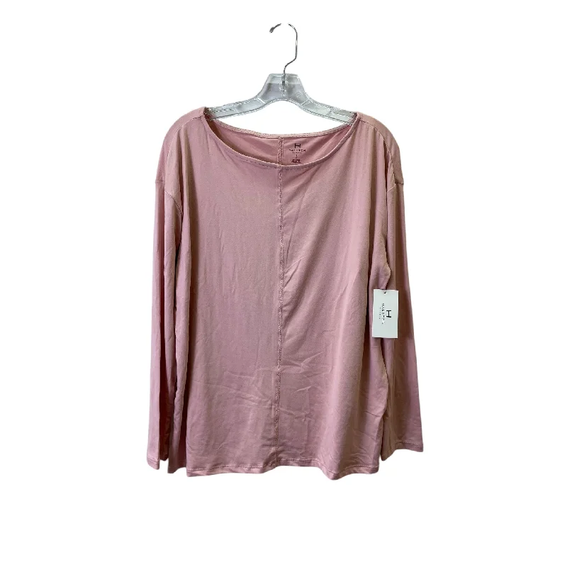 Lace Design Top Ls Designer By Halston In Peach, Size:S