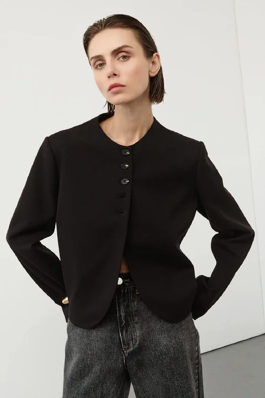 British Style RYAN BLACK CROPPED BLAZER
