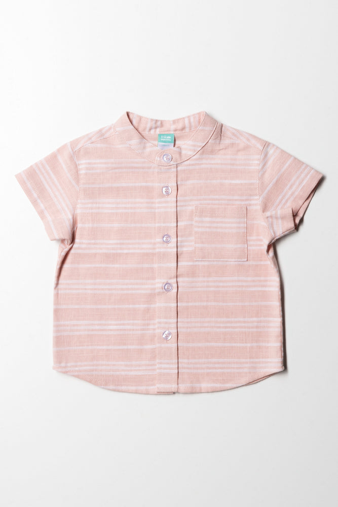 High-quality Fabrics Mandarin Collar Woven Shirt Pink